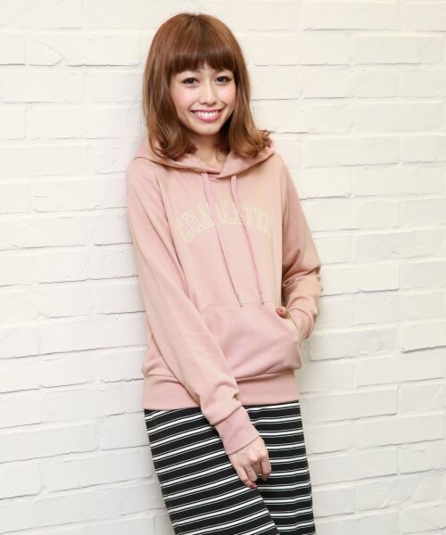 Heather（ヘザー）の「ウラケフードトップス長袖（トップス・レディース・オフホワイト/ピンク系/ネイビー・FREE）」の3枚目の写真