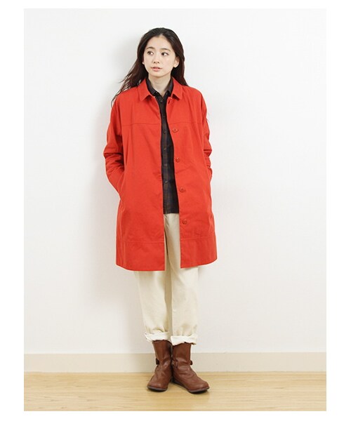 earth music&ecology（アースミュージックアンドエコロジー）の「ライナーツキピーチコート（コート　・レディース・ベージュ/オレンジ/ロイヤルブルー/ネイビー・L）」の8枚目の写真