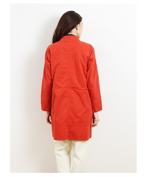 earth music&ecology（アースミュージックアンドエコロジー）の「ライナーツキピーチコート（コート　・レディース・ベージュ/オレンジ/ロイヤルブルー/ネイビー・L）」の3枚目の写真