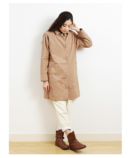 earth music&ecology（アースミュージックアンドエコロジー）の「ライナーツキピーチコート（コート　・レディース・ベージュ/オレンジ/ロイヤルブルー/ネイビー・L）」の9枚目の写真
