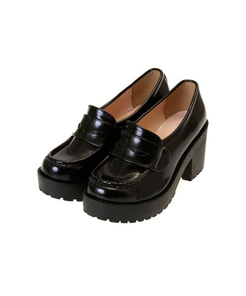 E hyphen world gallery（イーハイフンワールドギャラリー）の「厚底ローファー（パンプス・レディース・ブラック/ネイビー・S/M/L）」の3枚目の写真