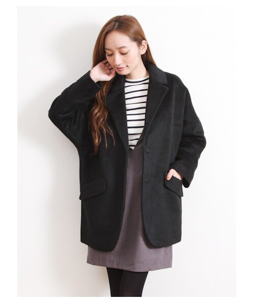 E hyphen world gallery(イーハイフンワールドギャラリー)の「・ビックシルエットコート(コート ・レディース・アイボリー/ブラック/ベージュ/ブルー・F)」の2枚目の写真