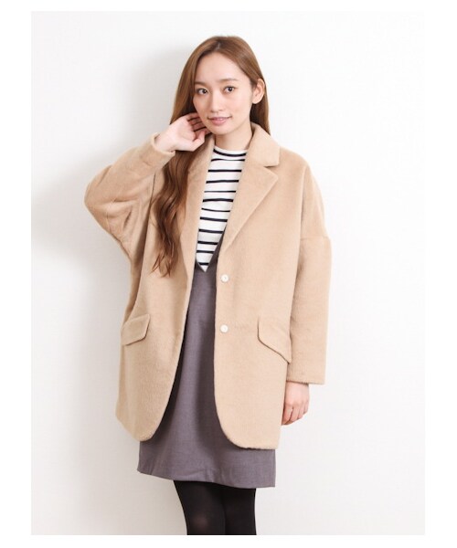 E hyphen world gallery(イーハイフンワールドギャラリー)の「・ビックシルエットコート(コート ・レディース・アイボリー/ブラック/ベージュ/ブルー・F)」の3枚目の写真