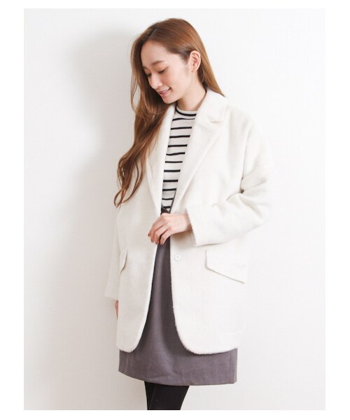 E hyphen world gallery(イーハイフンワールドギャラリー)の「・ビックシルエットコート(コート ・レディース・アイボリー/ブラック/ベージュ/ブルー・F)」の1枚目の写真