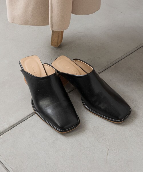 prose verse(プロズヴェール)の「《WEB限定サイズあり》【XS~XXLサイズ】ウッドヒールステッチ入りミュール(パンプス・レディース・ブラック/アイボリー/ベージュ・XS/S/M/L/XL/XXL)」の1枚目の写真