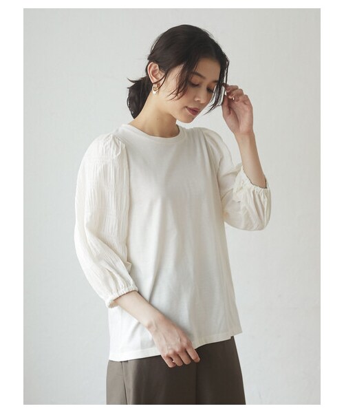 Green Parks(グリーンパークス)の「・SUGAR SPOON シャーリングスリーブTシャツ(トップス・アイボリー/ブラック/ピンク/カーキ・F)」の9枚目の写真