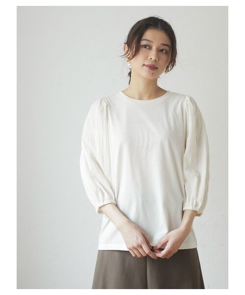 Green Parks(グリーンパークス)の「・SUGAR SPOON シャーリングスリーブTシャツ(トップス・アイボリー/ブラック/ピンク/カーキ・F)」の8枚目の写真