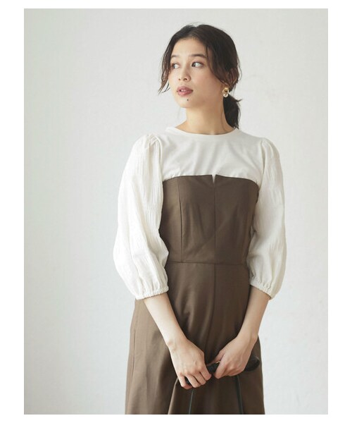 Green Parks(グリーンパークス)の「・SUGAR SPOON シャーリングスリーブTシャツ(トップス・アイボリー/ブラック/ピンク/カーキ・F)」の6枚目の写真