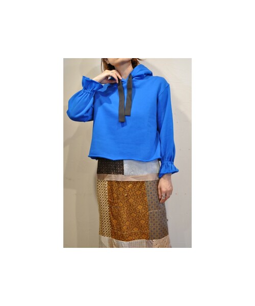 --（--）の「ショルダーロゴフーディ（スウェット・レディース・ブラック/グレー/ホワイト/ブルー・one）」の4枚目の写真