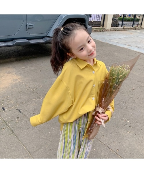 UNIDRE(ユニドレ)の「【80-150cm】SHIRT ビッグポケット ロングシャツ(シャツ/ブラウス・キッズ・その他/LIGHT GRAY/YELLOW/PINK・80/90/100/110/120/130/140/150cm)」の3枚目の写真