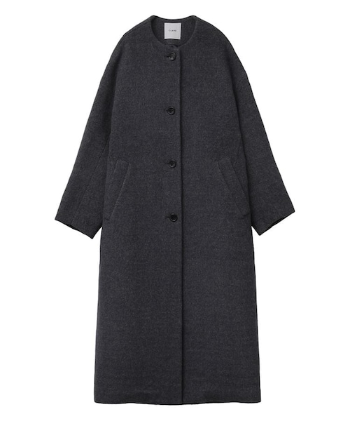 clane カラーレスウールコクーンコート ネイビー0