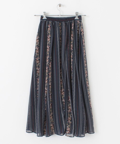 WEB限定】ラインフラワーシフォンタックスカート