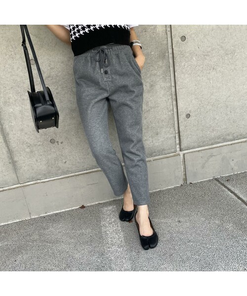 copine(コピン)の「ボタンデザイン!9分丈裏起毛カジュアルスウェットパンツ(2color)(スウェットパンツ・レディース・グレー/ブラック・ワンサイズ)」の1枚目の写真