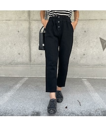 copine | ボタンデザイン！9分丈裏起毛カジュアルスウェットパンツ(2color)(スウェットパンツ)