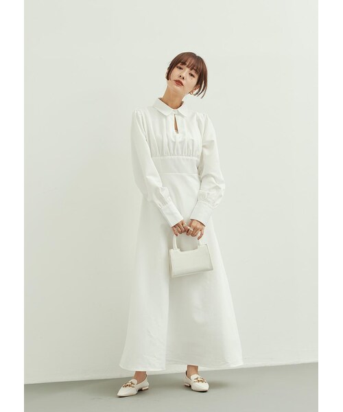 N WITH.(エヌウィズ)の「ウエストギャザーシャツワンピース9月下旬(シャツワンピース・レディース・ホワイト/ベージュ/ブラウン・FREE)」の1枚目の写真
