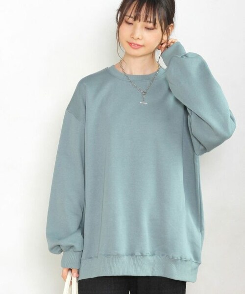 Crisp yours（クリスプユアーズ）の「オーバークルーネックスウェット[y1ak285b]（スウェット・レディース・ベージュ/グリーン/グレー/アイボリー・FREE）」の4枚目の写真