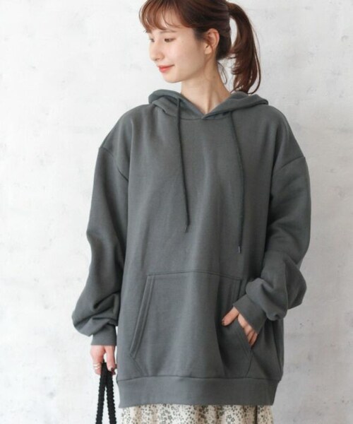 Crisp（クリスプ）の「ビッグフーディー[c1ak2988b]（パーカー・レディース・ブルー/アイボリー/チャコールグレー・FREE）」の3枚目の写真