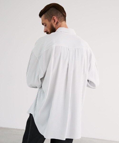 LIDNM（リドム）の「VISCOSE STRIPE WIDE SHIRT（シャツ/ブラウス・メンズ・ホワイト・M/L）」の5枚目の写真