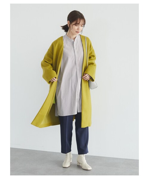 Green　Parks（グリーンパークス）の「イージーケアシャツワンピース（ワンピース/ドレス・オフホワイト/グレーベージュ/ストライプネイビー/ストライプベージュ・F）」の7枚目の写真