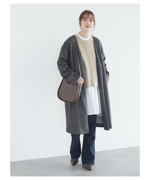 Green　Parks（グリーンパークス）の「イージーケアシャツワンピース（ワンピース/ドレス・オフホワイト/グレーベージュ/ストライプネイビー/ストライプベージュ・F）」の11枚目の写真