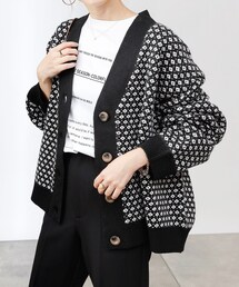 COLONY 2139 | バイカラージャガード柄ニットカーディガン(カーディガン/ボレロ)