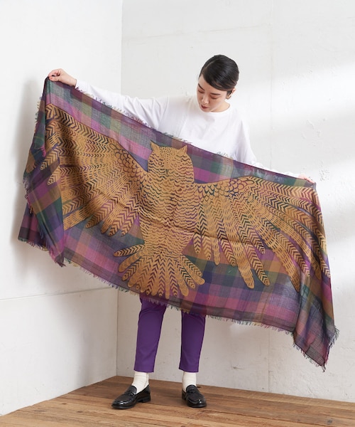 新品未使用　イヌイエディションズ ストール フクロウ INOUI Editionsイヌイエディションズ】フクロウ柄ストール