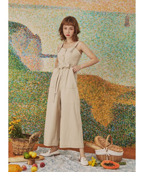 Marjorie（マージョリー）の「夏的恩典，特色壓線花苞造型連身褲（パンツ・レディース・橘/杏・XS/S/M/L）」の13枚目の写真