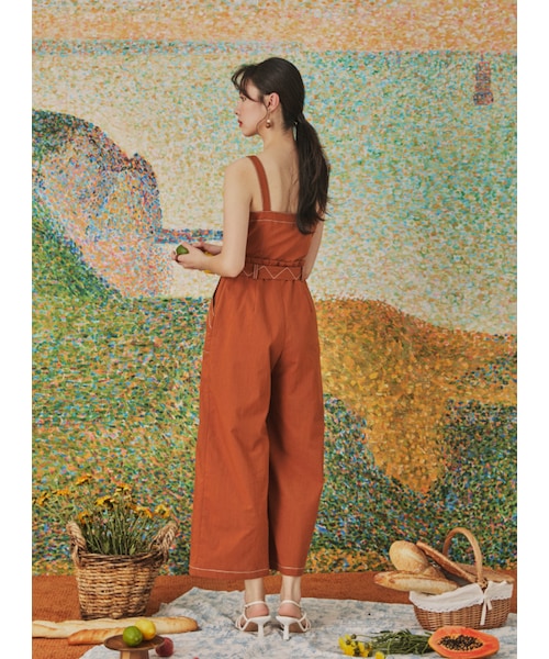 Marjorie（マージョリー）の「夏的恩典，特色壓線花苞造型連身褲（パンツ・レディース・橘/杏・XS/S/M/L）」の6枚目の写真