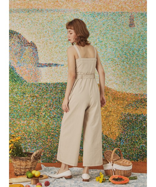 Marjorie（マージョリー）の「夏的恩典，特色壓線花苞造型連身褲（パンツ・レディース・橘/杏・XS/S/M/L）」の16枚目の写真