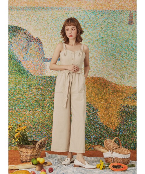 Marjorie（マージョリー）の「夏的恩典，特色壓線花苞造型連身褲（パンツ・レディース・橘/杏・XS/S/M/L）」の12枚目の写真