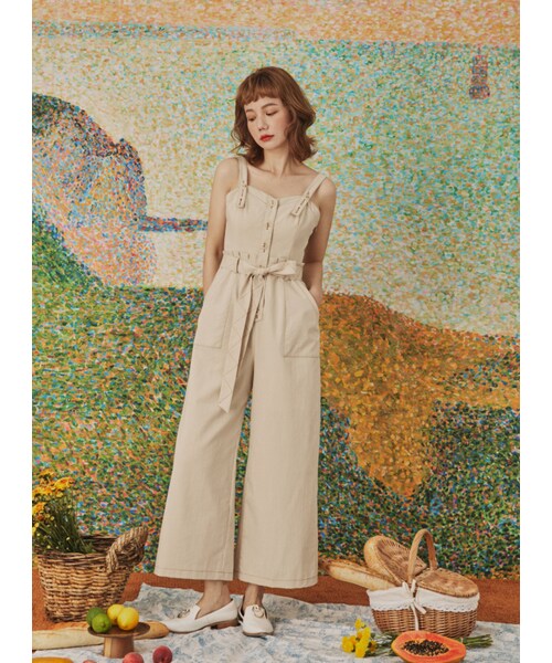 Marjorie（マージョリー）の「夏的恩典，特色壓線花苞造型連身褲（パンツ・レディース・橘/杏・XS/S/M/L）」の15枚目の写真