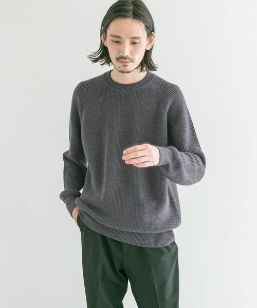 ハンドウォッシャブルウールクルーネックニット