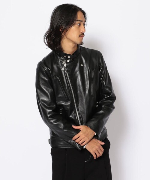 schott(ショット)の「Schott(ショット) NEW SINGLE BREST RIDERS/シングルブレスト ライダース(その他・メンズ・BLACK/NAVY・S/M/L/XL)」の2枚目の写真
