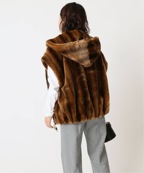 最終金額　a point etc ファーベスト a point etc アポワンウテセ エコファーベスト ジップアップ ブラウン