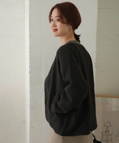 かぐれ　ノーカラーキルトジャケット　黒　size F　アーバンリサーチ URBAN RESEARCH DOORS（アーバンリサーチドアーズ）の「キルトノー