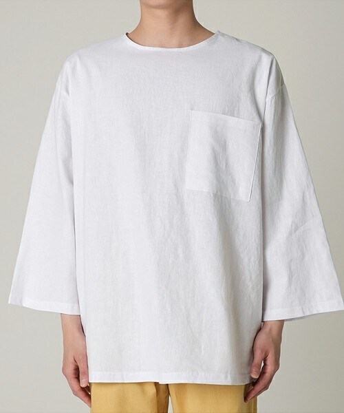 D'MENS by DHOLIC(ディーメンズ)の「1ポケットプルオーバー(Tシャツ/カットソー・メンズ・ホワイト/ベージュ/ブルー・ONESIZE)」の1枚目の写真