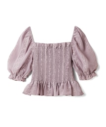 GRL（グレイル）の「2Wayシャーリングレース刺繍ブラウス（シャツ/ブラウス・レディース）」