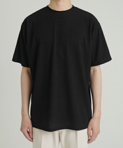 D'MENS by DHOLIC(ディーメンズ)の「ライトプリーツ半袖Tシャツ(Tシャツ/カットソー・メンズ・グレー/ブラック・ONESIZE)」の2枚目の写真