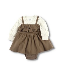 BRANSHES（ブランシェス）の「リボン柄ドッキング長袖カバーオール（ロンパース・キッズ）」