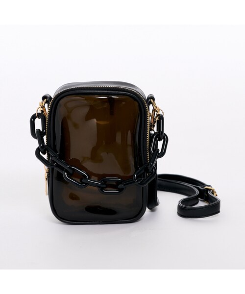 Crayme,（クレイミー）の「Collar Chain Clear Bag（ショルダーバッグ・レディース・ベージュ/ブラック・FREE）」の2枚目の写真