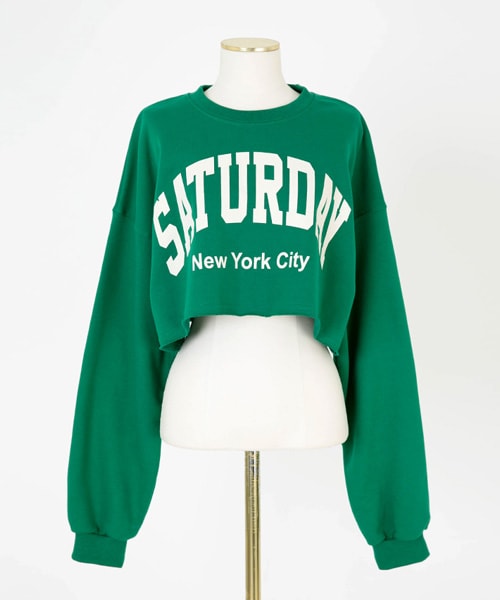 imvely（-）の「[IMVELY] サタデークロップドスウェット（スウェット・レディース・그레이・FREE0(ミニブリー/XS~M), FREE1(一般ブリー/XS~M)）」の2枚目の写真