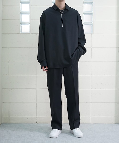 Name. 】WOOL CHECK HALF ZIP SHIRT 