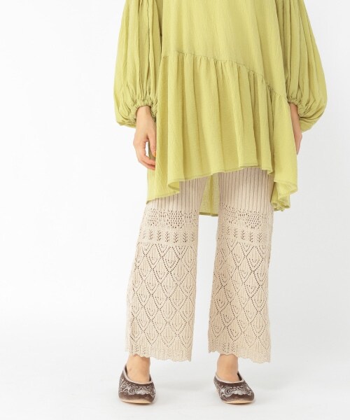 studio CLIP（スタディオクリップ）の「7ゲージ編み柄ニットパンツ（パンツ・ブラック/アイボリー・F）」の2枚目の写真