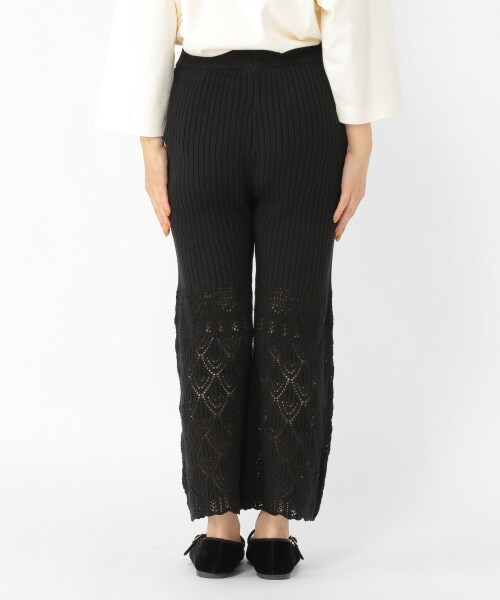 studio CLIP（スタディオクリップ）の「7ゲージ編み柄ニットパンツ（パンツ・ブラック/アイボリー・F）」の6枚目の写真