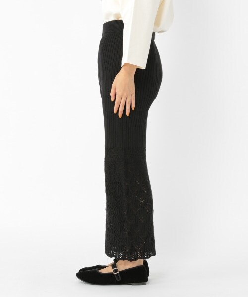 studio CLIP（スタディオクリップ）の「7ゲージ編み柄ニットパンツ（パンツ・ブラック/アイボリー・F）」の5枚目の写真