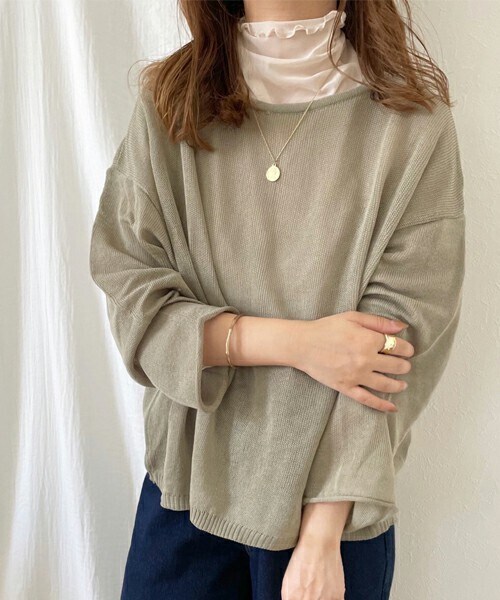 chocomee（チョコミー）の「2wayボタンニット（ニット/セーター・レディース・ベージュ/イエロー/グリーン・FREE）」の2枚目の写真