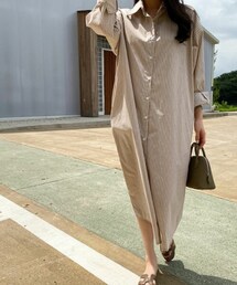 DHOLIC STYLE | [byhans] ストライプシャツワンピース(シャツワンピース)