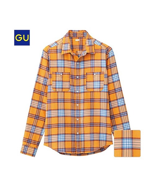 GU（ジーユー）の「（GU）ネルチェックシャツ（タータン・長袖）Ｕ（MEN ⁄ ネルシャツ・メンズ・DARK GREEN/YELLOW/NAVY・L/M/XL/S）」の3枚目の写真