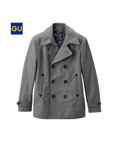 GU（ジーユー）の「（GU）ピーコート（MEN ⁄ アウター・メンズ・BLACK/GRAY/NAVY/BEIGE・L/S/M/XL）」の2枚目の写真