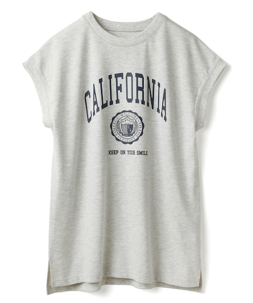 GRL(グレイル)の「カレッジロゴフレンチスリーブサイドスリットTシャツ(Tシャツ/カットソー・レディース・グレー/チャコール・F)」の1枚目の写真